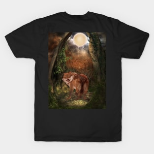 Awesome wolf in the darkness of the night T-Shirt